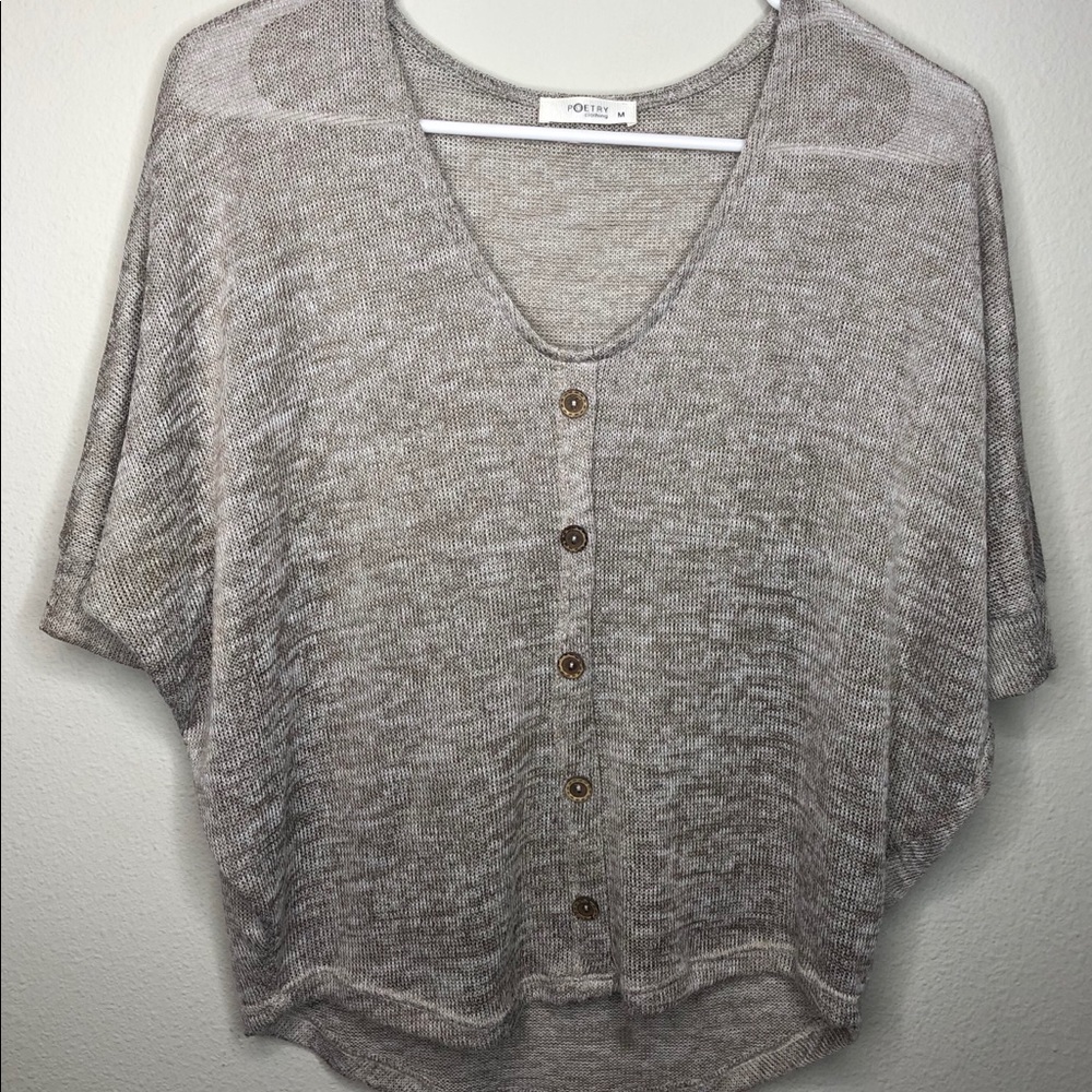 Taupe Heathered/Knitted Top